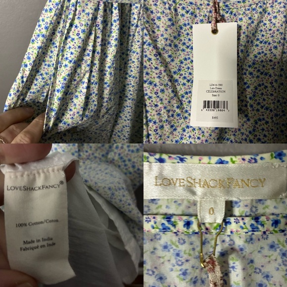 LOVESHACKFANCY Cotton Maxi Dress Dainty Floral Print Cottagecore Puff Sleeve NWT - Picture 4 of 10